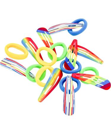 HAARallerliebst Set of 18 Rainbow Hair Clips and Hair Bobbles Girls Women Colourful Hair Clips 50 mm Baby Children Hair Clip Including Box Hair Clip Hair Accessories Hair Scrunchie - Buy Online on GoSupps.com