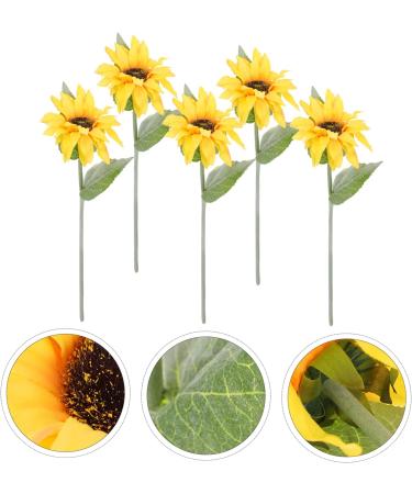 HOMSFOU 5pcs Sunflower Artificial Flower Decoraciones Para Salas De Casa Faux Artificial Sunflowers Bouquet Artificial Sunflower Bouquets Silk Sunflower Bride Green Plants Wedding Plastic - Buy Online on GoSupps.com