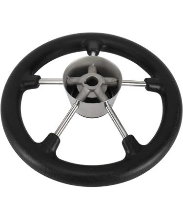 DasMarine 11 5-Spoke Stainless Steel Boat Steering Wheel - 25 Degree Dish, 3/4 Shaft - Black PU Foam Grip - No Knob - Buy Online on GoSupps.com