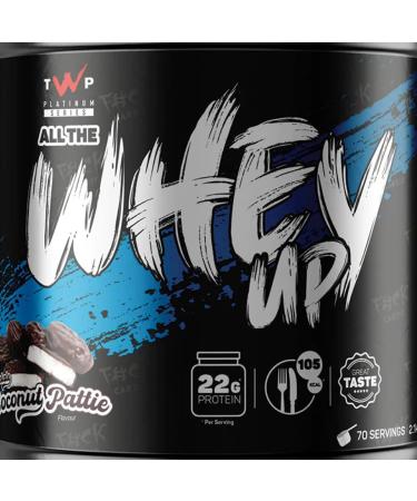 TWP Nutrition Platinum Series All The Whey Up Protein Powder Shake 23g Whey Protein Low Fat Low Carbs 2.1kg/900g & 70/30 Servings Vegetarian Friendly (Chocolate Coconut Pattie 2.1kg) Chocolate Coconut Pattie 2.1kg - Buy Online on GoSupps.com