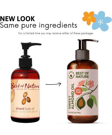 Best of Nature 100% Pure Sweet Almond Massage & Body Oil Deep Moisturizing Unscented Oil for Hair Skin Face & Aromatherapy Ideal Carrier Oil for Essential Oils (8 fl oz) 8 Fl Oz (Pack of 1) - Buy Online on GoSupps.com