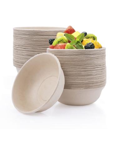 100pcs 28 OZ Paper Bowls Disposable Compostable Bowls Bulk Eco-friendly Bagasse Bowls Heavy-duty Bowls Perfect Eco-Friendly Sugarcane Bowls for Salad Dessert Milk Cereals Snacks Salads (100)