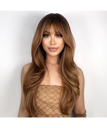 Nayasa Light Brown Wig for Women with Bangs | 24 Ombre Brown Synthetic Wig for Daily & Party Use - Buy Online on GoSupps.com
