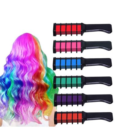 Kyerivs Hair Chalk Comb 6 Pcs Temporary Washable Hair Coloring for Girls Kids Women Cosplay Halloween Carnival Birthday Party Gifts for Girls Boys