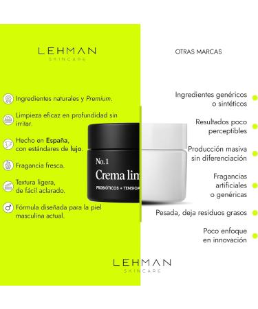  Lehman Facial cleansing cream - probiotic technology - men's facial cleanser - facial cleansing kit - shea butter and kaolin. 50ml - Buy Online on GoSupps.com