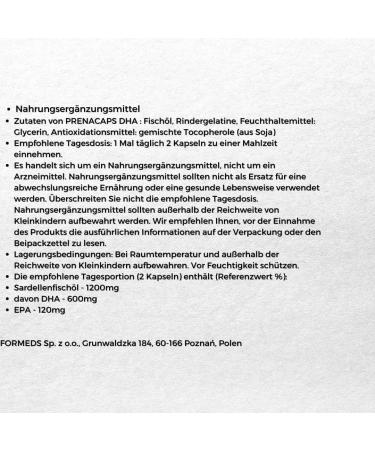  ForMeds Prenacaps Multi 2 + DHA - 600 mg DHA and 120 mg EPA - Pregnancy - Resistance - Dietary supplement for pregnant women - 120 capsules - Buy Online on GoSupps.com