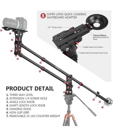 Neewer 70 Carbon Fiber Jib Arm Camera Crane w/ Quick Shoe Plate - Supports DSLR Video Cameras up to 8kg/17.6lbs - Buy Online on GoSupps.com