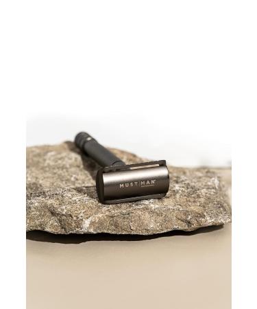 Safety Razor for Men - Gunmetal Gray Matte Finish Includes 5 Replacement Blades - Long Handled Double Edge Shaver - Buy Online on GoSupps.com