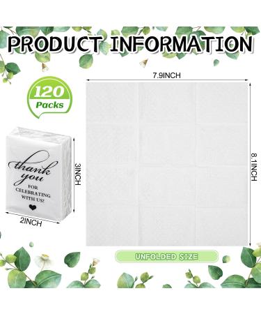 120 Bulk Wedding Tissues Packs - Thank You Pocket Tissue Packs for Guests - 2 Ply Mini Size Tissues for Weddings, Housewarming, Baby Shower Favors - Buy Online on GoSupps.com