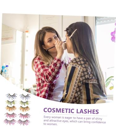 minkissy 5 Pairs Colored False Eyelashes Long Eyelashes for Halloween Lashes with Glitter Dramatic False Eyelashes Lashes with Color False Lash Chemical Fiber 3d European and American - Buy Online on GoSupps.com