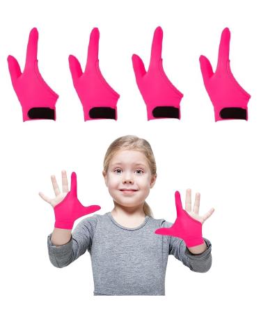 4 Pieces Children's Thumb Sucking Protective Gloves 2 Finger (5-13 Years) Children Stop Sucking Their Thumbs and Biting Their Fingers (red) Pink