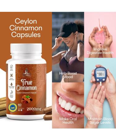 PRESERVE Pure Ceylon Cinnamon Capsules 2 000mg Two Month Supplement | Made in Sri Lanka |Non-GMO Gluten-Free True Cinnamomum from Sri Lanka 100% Pure Cinnamon (NOT Mix with Cassia). - Buy Online on GoSupps.com