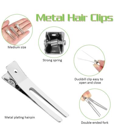 Ailvor 60 Piece Duck Hair Clips Set - Silver Metal Alligator Curl Clips & Comb for DIY Hair Styling - Ideal for Women & Girls - Buy Online on GoSupps.com