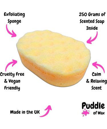 Bum Bum Cream Exfoliating Soap Sponge - 250g - Moisturising Shea Butter - Calm & Relaxing Scent - Vegan Friendly - Puddle of Wax - Made in The UK - Buy Online on GoSupps.com