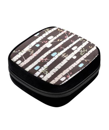 GIAPB Period Bag Sanitary Napkin Storage Bag Pad Holder for Period Makeup Pouch Birch Trees Love Birds Color1573