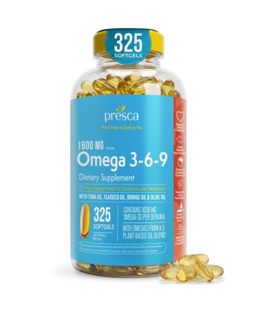 Presca Omega 3-6-9 Dietary Supplement (325 ct.) - Promote Visual Function and Eye Health - Support Heart, Cardiovascular Health, Healthy Skin, Hair and Overall Health (Omega 3-6-9)