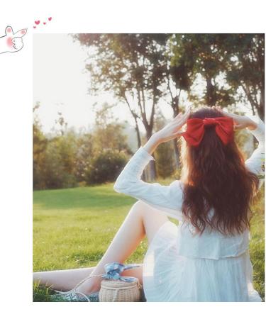 Bow Hair Clips for Women - 2PCS Big Bowknot French Hairpins in Black Red | Soft Satin Silky Hair Bows Barrette Clips - Perfect for Women and Girls - Buy Online on GoSupps.com