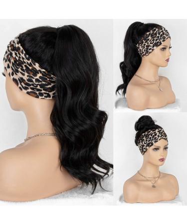 Glueless Natural Black Long Wavy Headband Wig | Heat Resistant Synthetic Half Wig 22 Inch for Women - Buy Online on GoSupps.com