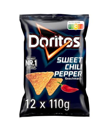 Doritos Sweet Chili Pepper Tortilla Nachos - Hearty Corn Snack Bundle (12 x 110g) - Delicious Sweet Chilli & Paprika Flavor - Buy Online on GoSupps.com