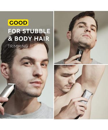 Cordless Rechargeable Hair Trimmer for Men - Waterproof Electric Clipper for Short Hair, Bald Head, Face & Body - Mustache Trimmer with Digital Display - Silver & Black - Buy Online on GoSupps.com