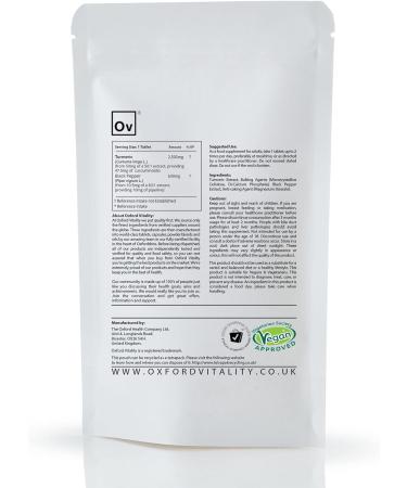 Turmeric 500mg & Black Pepper 630mg Tablets | High Strength 95% Curcuminoids | 10mg Piperine | Inflammation Digestive Health Joint Support | Oxford Vitality 500 Count - Buy Online on GoSupps.com