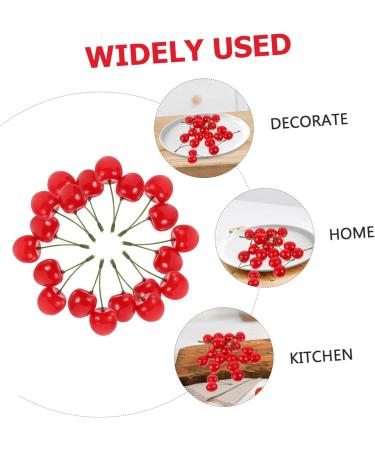 ABOOFAN 40 Pcs Artificial Cherry Fake Cherry Decor Play Kitchen Fruit Toy Imitation Fruit Ornaments Simulated Fruit Photo Props Toys Fruit Model Plastic Child Red Cherry Cupboard - Buy Online on GoSupps.com