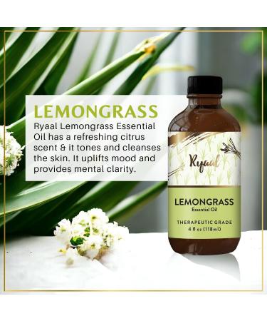 Lemongrass Essential Oil - Pure & Natural Therapeutic Grade | Premium Quality 4 Fl Oz for Diffusers - Buy Online on GoSupps.com