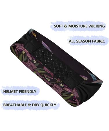 Womens Sports Headbands - Breathable Elastic Hair Bands for Quick Dry - Hummingbird Flower Design - Buy Online on GoSupps.com