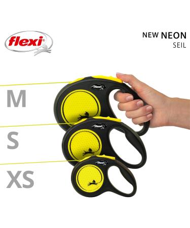 Flexi New NEON XS 3m Dog Leash for Dogs Up to 8kg - Black/Neon Yellow - Durable & Stylish - Buy Online on GoSupps.com
