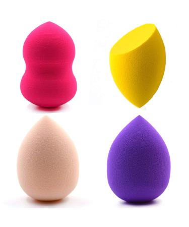 Make up Sponge 4pcs Latex-free Make up Beauty Sponge Blender Foundation Sponges Makeup Powder Puff Red Yellow Purple Beige
