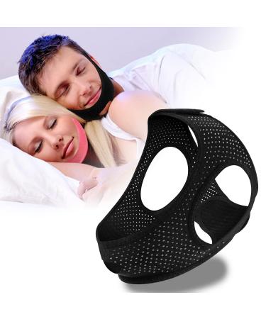 Chin Strap for Snoring, Snoring Solution Anti Snore Devices Effective Stop Snoring Chin Strap for Men Women, Breathable and Adjustable Prevent Snoring Head Band, Jaw Straps for Sleeping (Black)