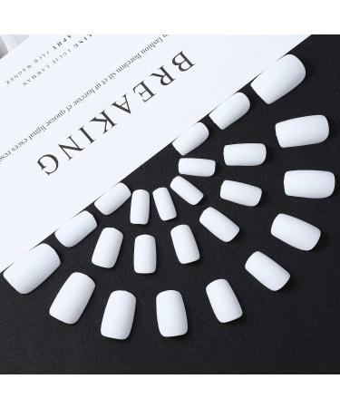 Handcess 24 Pieces Short White Ballerina Press on Nails - Matte False Nails for Women & Girls | Easy Stick-On Artificial Nails - Buy Online on GoSupps.com