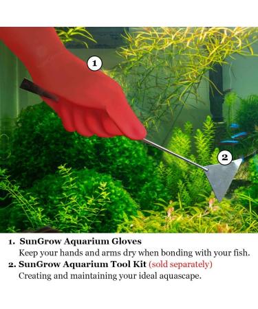 SunGrow Long Latex Aquarium Gloves - Waterproof, Comfortable, Medium Size with Elastic Band for Aquarium Use - Buy Online on GoSupps.com