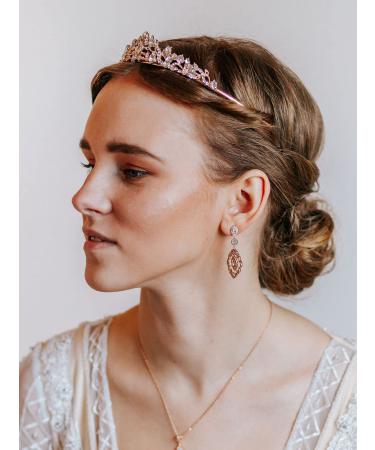 Sweetv Rose Gold Rhinestone Wedding Tiara for Women - Bridal Princess Crown Headband - Perfect for Birthday, Flower Girl - Style 1 - Buy Online on GoSupps.com