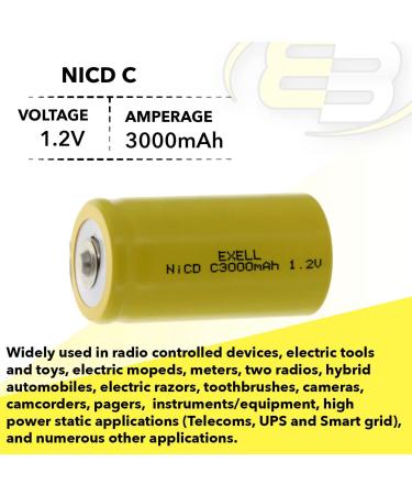Buy Exell C Size 1.2V 3000mAh NiCD Rechargeable Batteries (2-Pack) - Ideal for Toys Flashlights RC Devices & More - International Shipping Available - Buy Online on GoSupps.com
