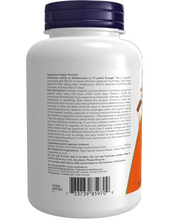 NOW Psyllium Husk Capsules 500mg 200 Count and Psyllium Whole Husks 454g Bundle Husk Capsules + Psyllium Whole Husks - Buy Online on GoSupps.com