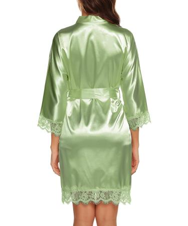 BESDEL Satin Silk V-Neck Kimono Robe - Women's Short Bridesmaids Robe | XXL, Light Green - Buy Online on GoSupps.com
