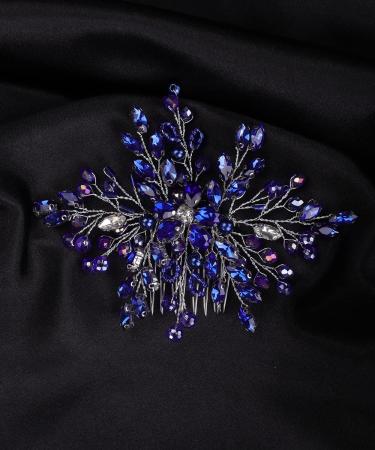 Deniferymakeup Women Sapphire Hair Comb Blue Crystal Rhinestones Bride Wedding Hair Accessories for Brides Crystal Bridal Hair Comb for Women and Girls (Style 3) - Buy Online on GoSupps.com
