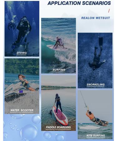 REALON Neoprene Full Body Wetsuit for Men 5/4mm & Women 3/2mm/4/3mm Blue Medium - Thermal Scuba Diving & Cold Water Swim Suits - Buy Online on GoSupps.com