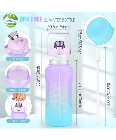 Codicile 2L BPA Free Sport Drinking Bottle - Time Marked Lock Cover Portable Handle - Motivational Water Bottle with Straw in Pink & Purple - Buy Online on GoSupps.com