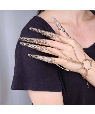 TseenYi Punk Finger Nail Tip Claw Bracelet Layered Finger Bracelet Gold Hollow Nails Claw Slave Bracelet Vintage Filigree Finger Claw Ring Bracelet Slave Circle Hand Chain Jewelry for Women and Girls - Buy Online on GoSupps.com