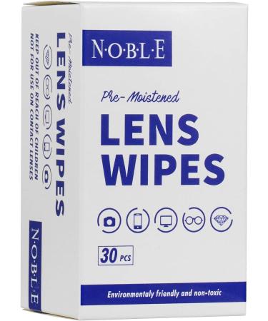 Noble Pre-moistened Lens Wipes - 30 Individually Wrapped Cleaning Wipes for Eyeglasses, Cell Phones, Cameras, Screens, Keyboards - Gentle and Effective Cleaning Solution for Delicate Surfaces - Buy Online on GoSupps.com