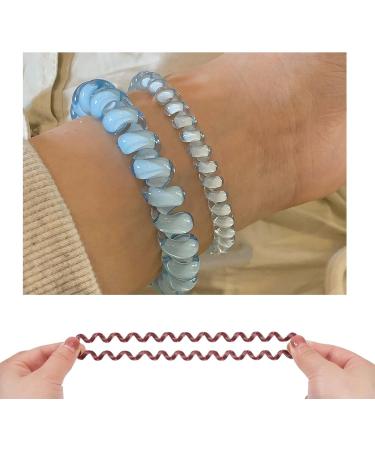 Spiral Hair Ties for Women & Girls High-End Translucent Hair Accessories Durable and Elegant Colorful Bands Telephone Cord Bobbles Premium Quality Crystalline Holders (green line) - Buy Online on GoSupps.com
