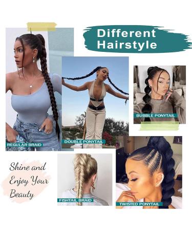 EMMOR Long Braided Ponytail Extension with Hair Straight Wrap Around Ponytail Hair Extensions with Hair Tie Soft healthy Synthetic Hair Piece for Women girls Daily(33 inch Brown) Brown 1pc - Buy Online on GoSupps.com