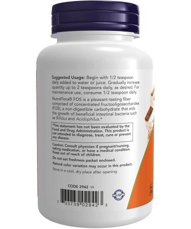 Now Foods NutraFlora FOS Pure Powder 4 oz - Prebiotic Fiber Supplement - Buy Online on GoSupps.com