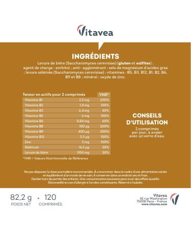 Levure de Bi re 1100 mg Efficacit Prouv e Sur les Cheveux Pousse Cheveux Ongles Peau - Avec Zinc S l nium Vitamines B 120 g lules - 2 Mois Vegan - Fabriqu en France - Vitavea - Buy Online on GoSupps.com