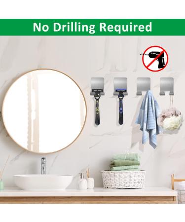 Boxing Razor Bracket Shower Set - 4 Stainless Steel Self-Adhesive Multi-Purpose Hooks for Bathroom Bedroom & Kitchen | No Drilling Required - Buy Online on GoSupps.com