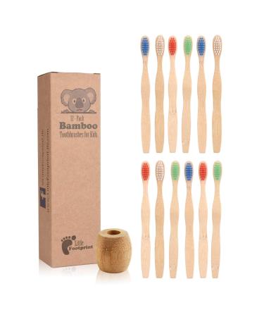 Kids Bamboo Toothbrushes - 12 Pack |BPA Free Soft Bristles Toothbrushes | Eco-Friendly Natural Bamboo Toothbrush Set | Biodegradable Compostable Wooden Eco Friendly by Little Footprint 13 Piece Set - Buy Online on GoSupps.com