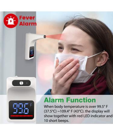 GEKKA Wall Mounted Infrared Forehead Thermometer - Non Contact Digital Wall Thermometer for Adults - LCD Display, Fever Alarm, Accurate Instant Reading - Ideal for Offices, Schools, Factories - White - Buy Online on GoSupps.com