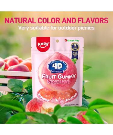 Amos 4D Gummy Peach Burst Peach Gummy Candies with Filled Hearts Natural Flavor Fruity Treats 65g Bag - Buy Online on GoSupps.com